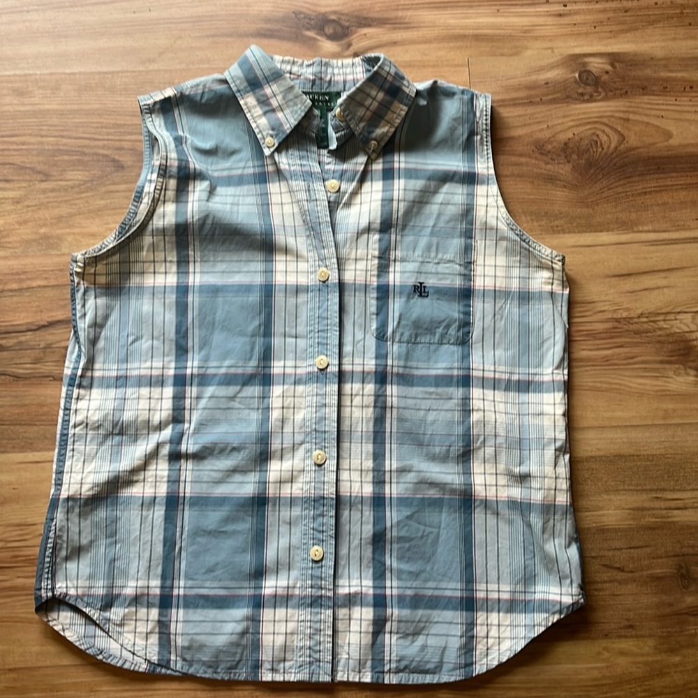 Lauren by Ralph Lauren button down sleeveless shirt